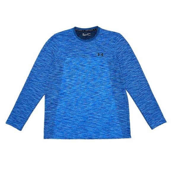 Under Armour Seamless Long Sleeve‎ Shirt Men’s Size XL Blue  Workout Top Fitted - Picture 1 of 6